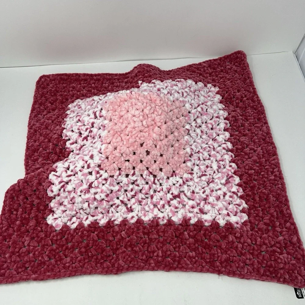 Handmade Crochet Bunny Lovey 20in Pink Security Blanket Plush Soft Toy